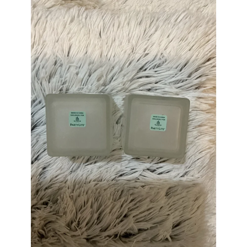 PartyLite Square Frosted Glass Votive Holders Set of 2 — Gift Ready - Picture 2 of 13